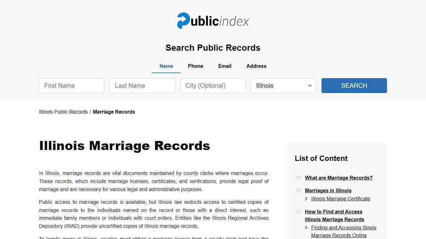Illinois Marriage Records Search - Licenses & Certificates