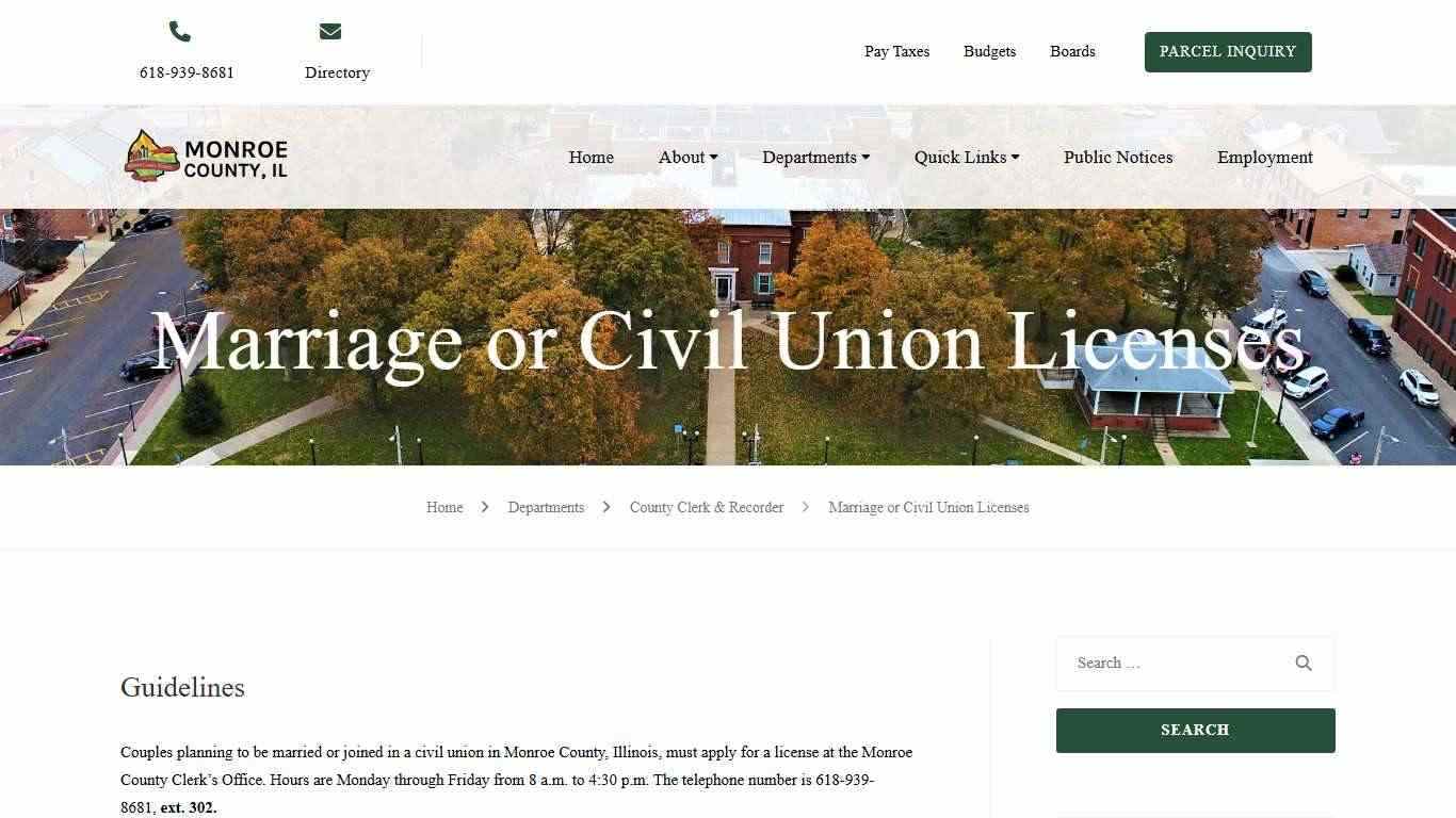 Marriage or Civil Union Licenses – Monroe County, IL