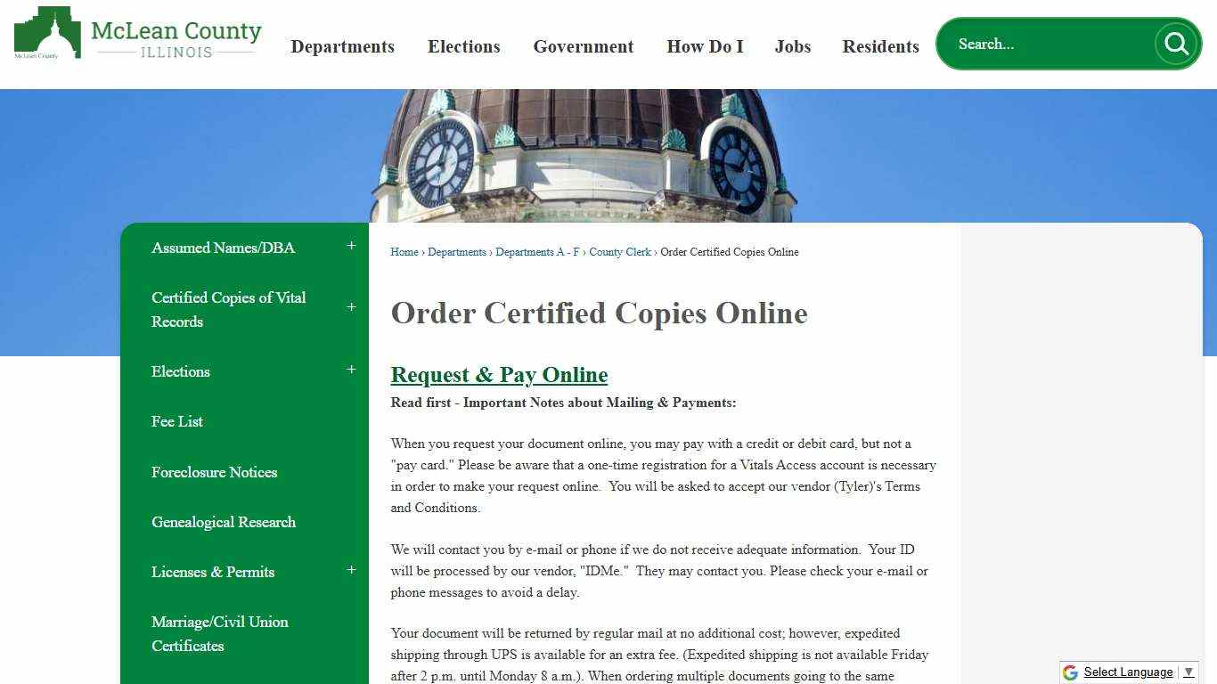 Order Certified Copies Online  | McLean County, IL - Official Website